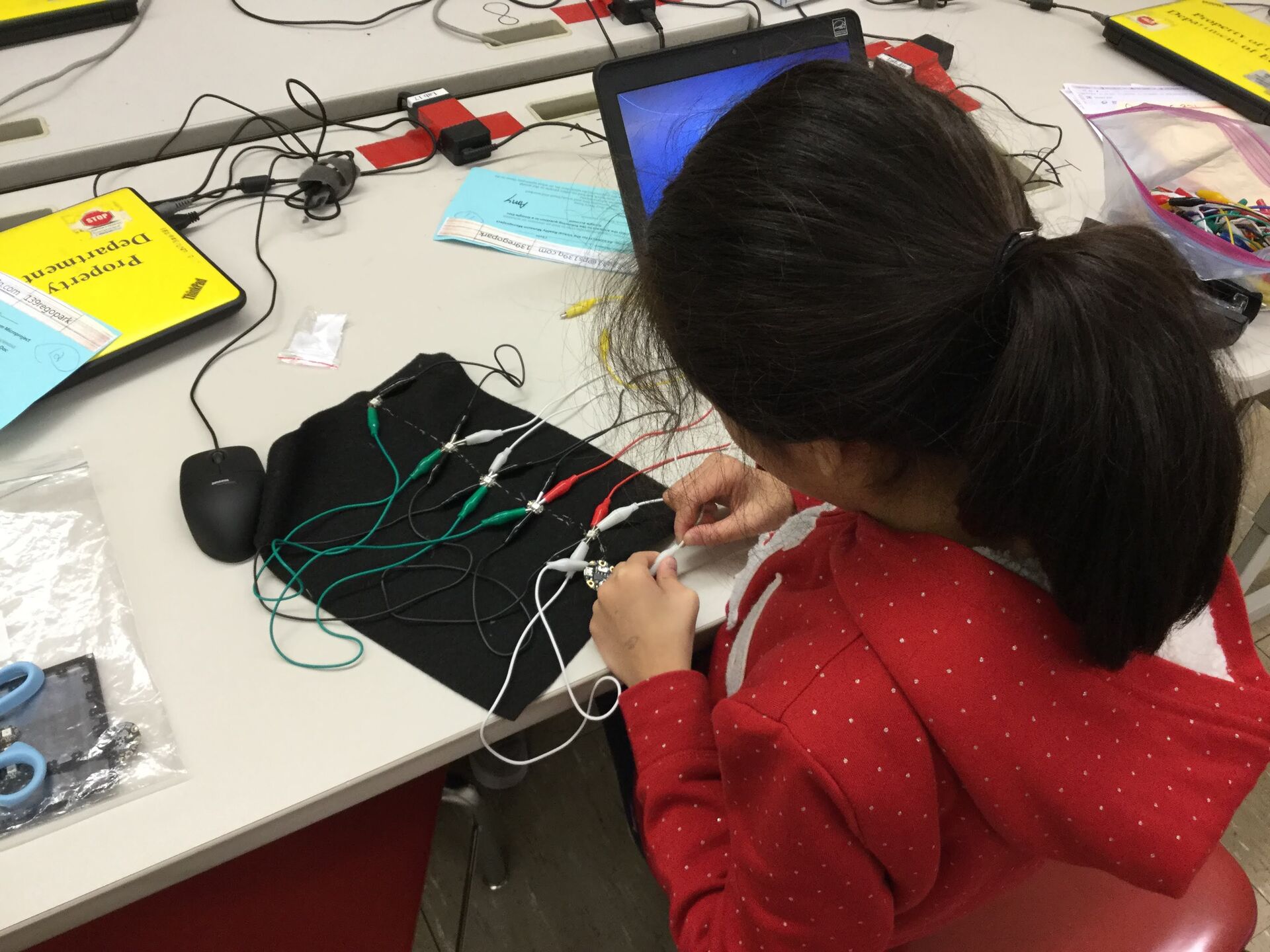 Student working on technology project